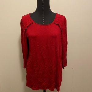 Red ruffle long sleeve shirt